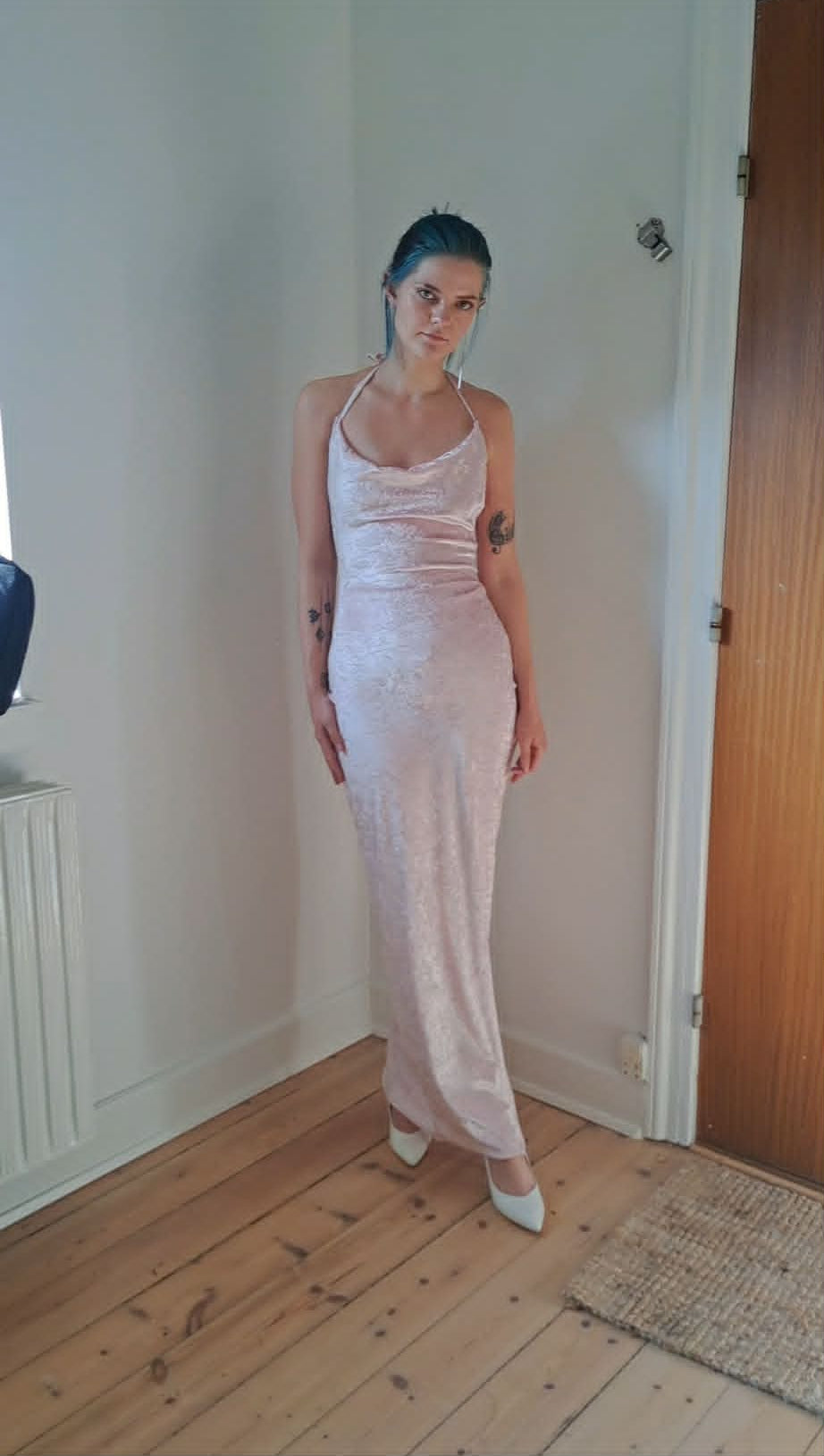 Rosa/ green velour dress
