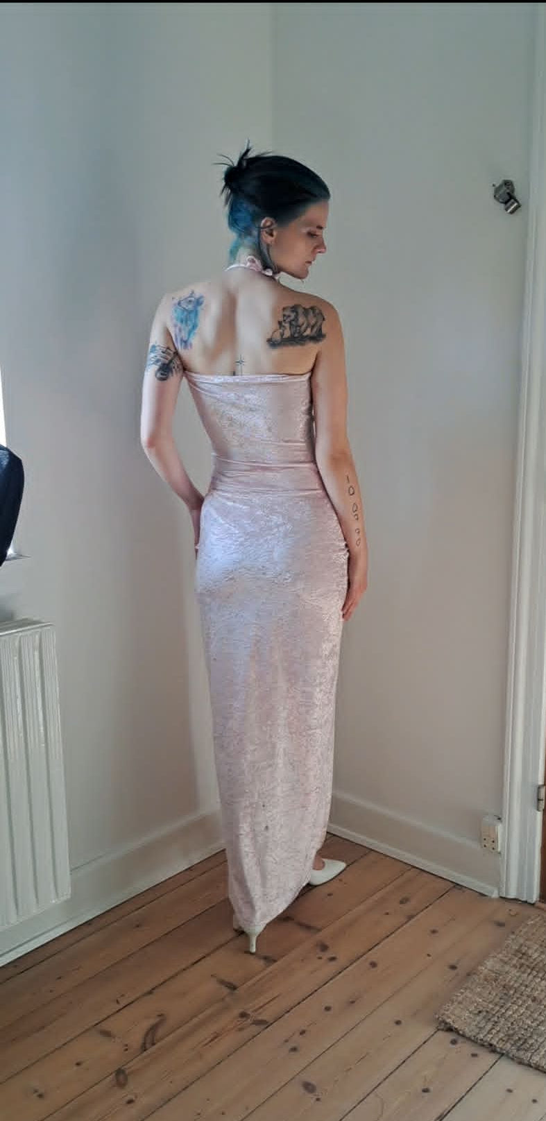Rosa/ green velour dress
