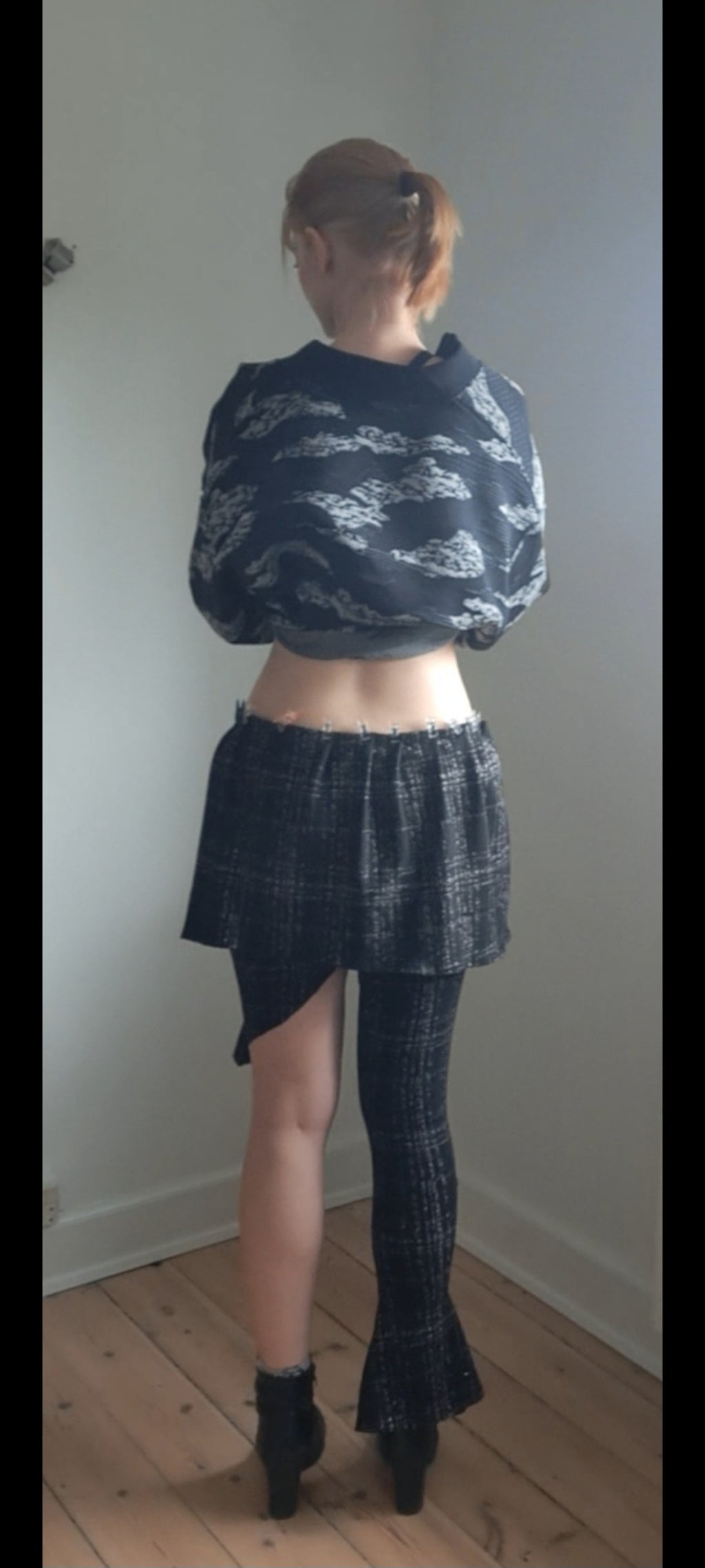 Asymmetrical pants with skirt