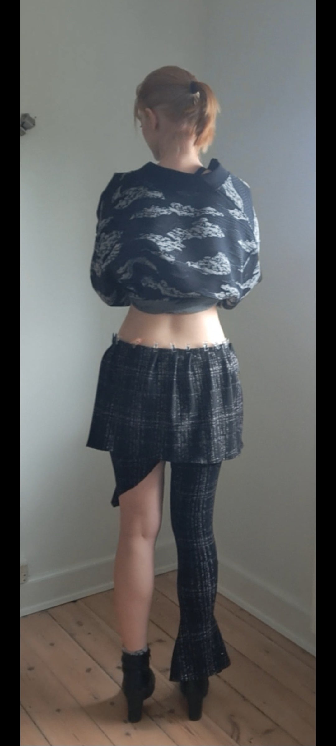 Asymmetrical pants with skirt