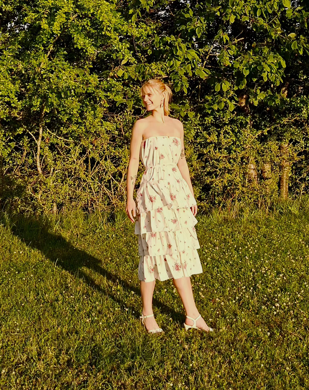 Layered dress with flowers