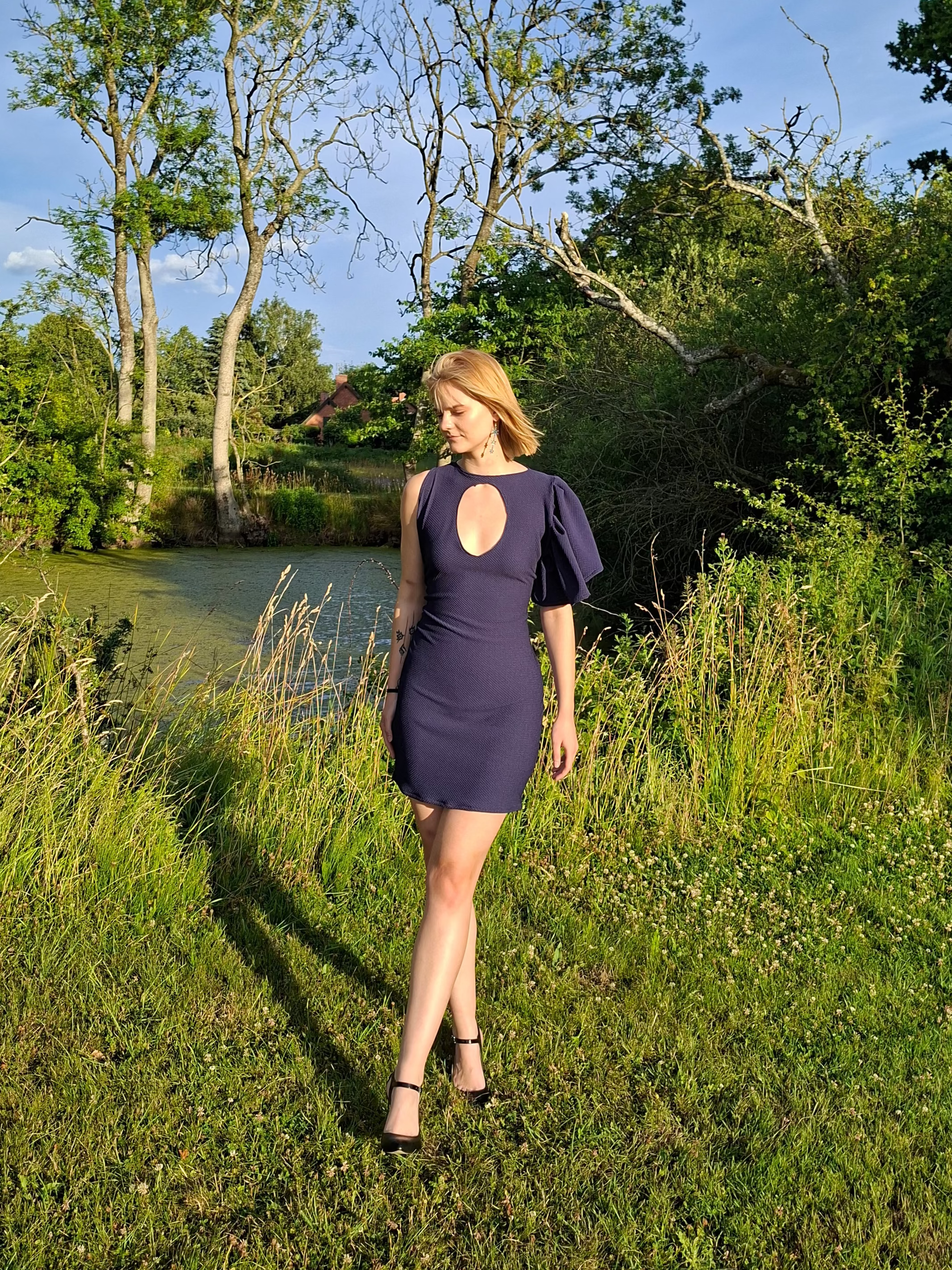 Elegant dark blue dress