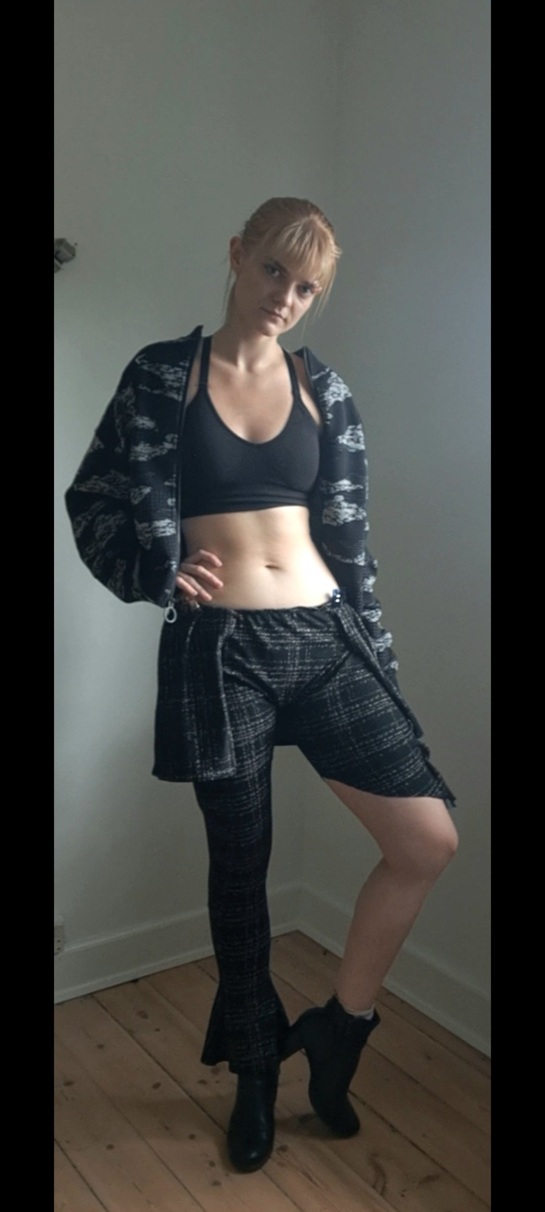 Asymmetrical pants with skirt