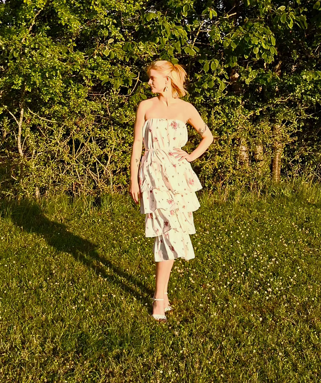 Layered dress with flowers